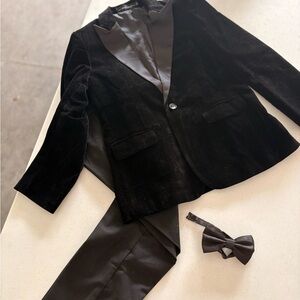 Boys Formal Tuxedo Size 12 – Velvet Jacket, Satin Bow Tie & Pants